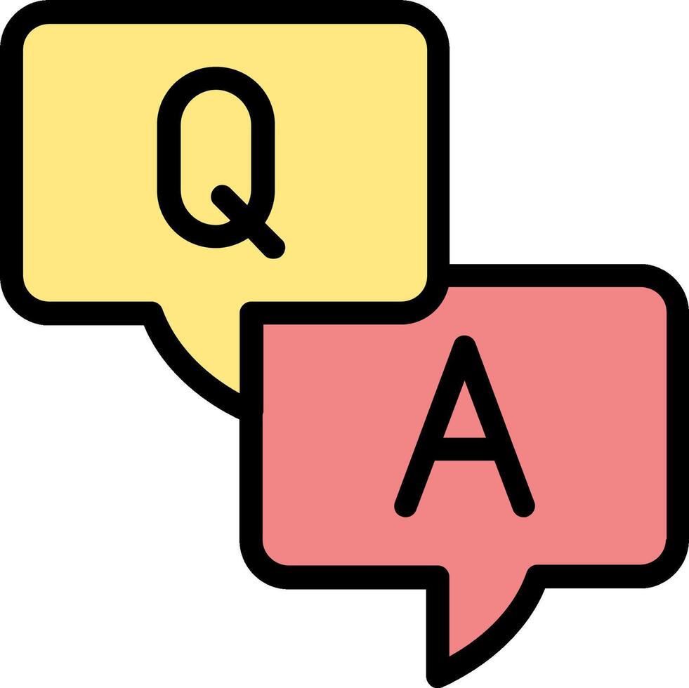 Two speech bubbles with the word q and a vector