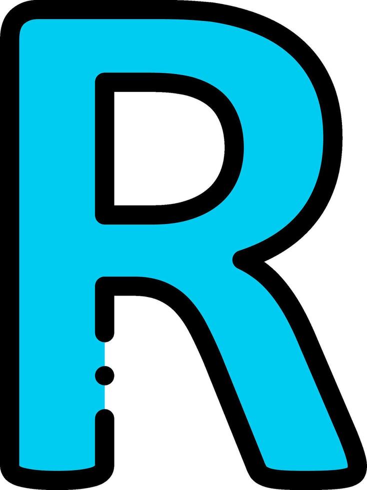 A blue letter r with a hole in it vector