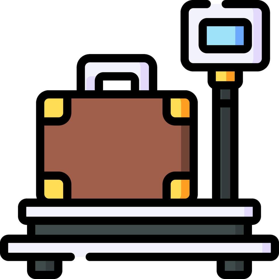 A suitcase on a scale with a digital clock vector