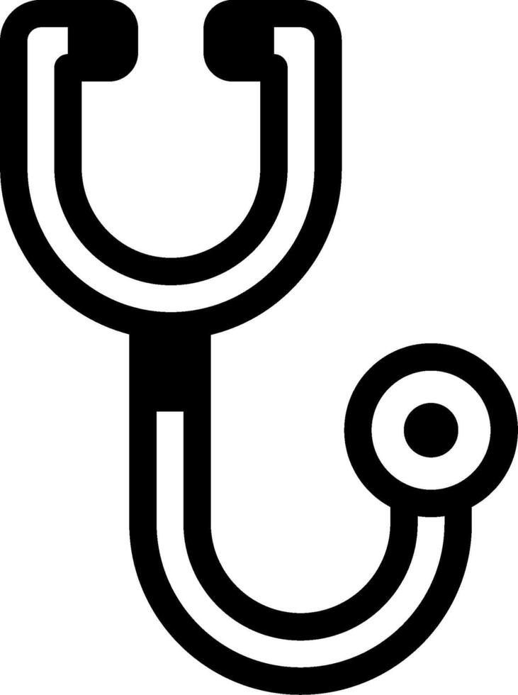 A black and white medical stethoscope icon vector