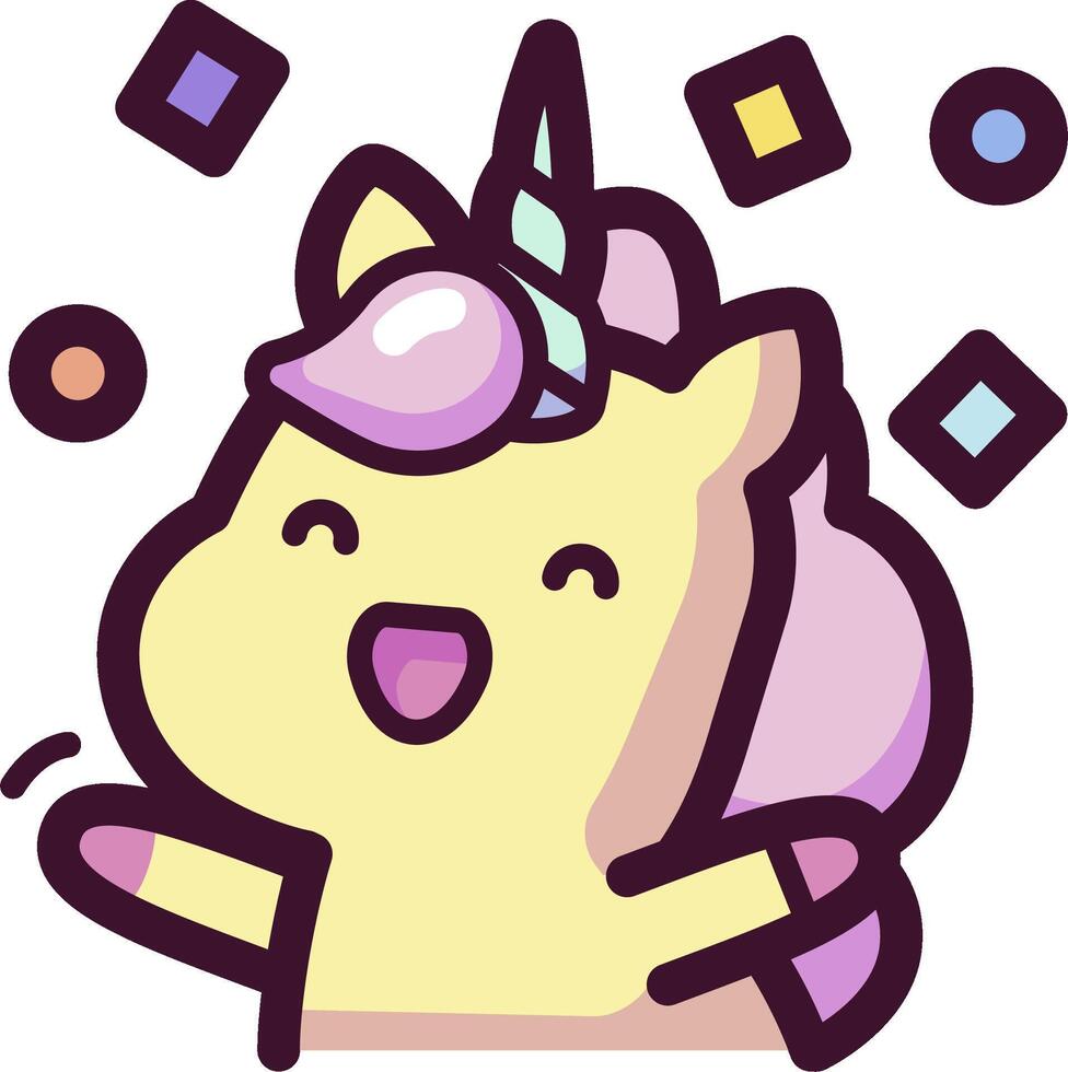 A cartoon unicorn with a purple horn and a pink mane vector