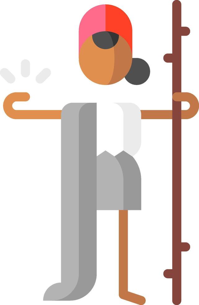 A cartoon man holding a stick and a hat vector