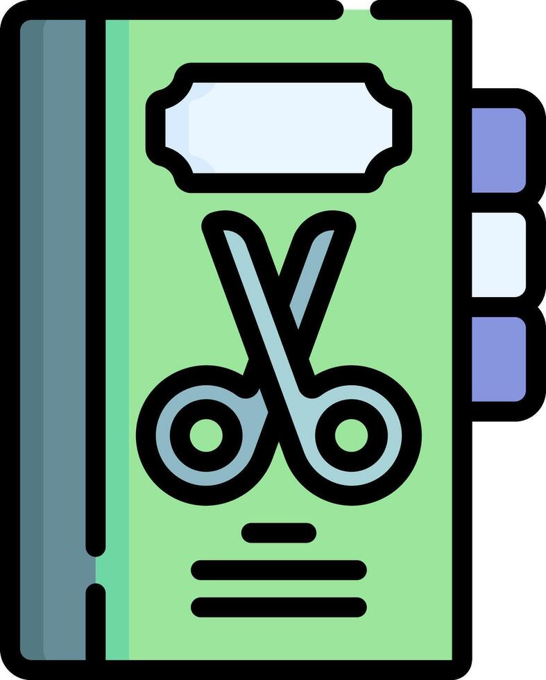 Scissors and notebook icon vector