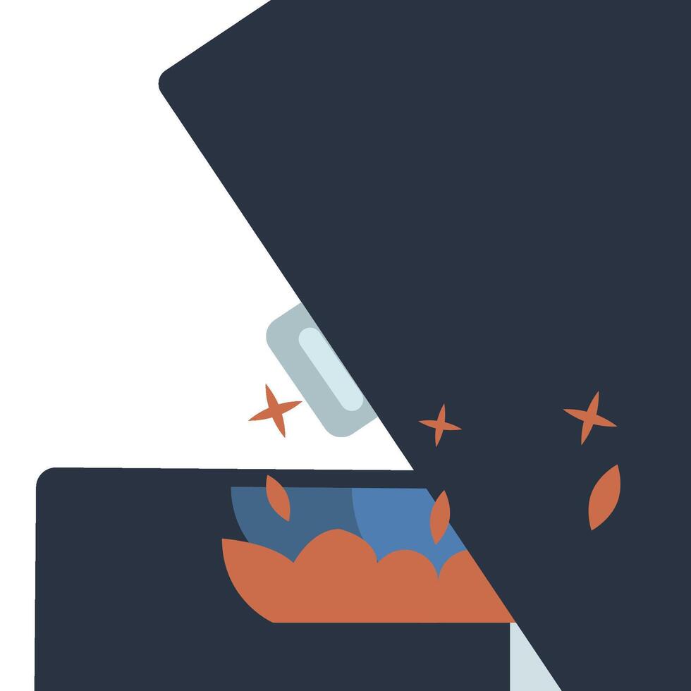 A black box with a blue and orange logo on it vector