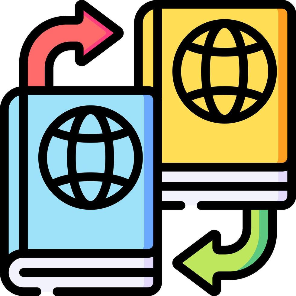 Two books with a globe on top of them vector