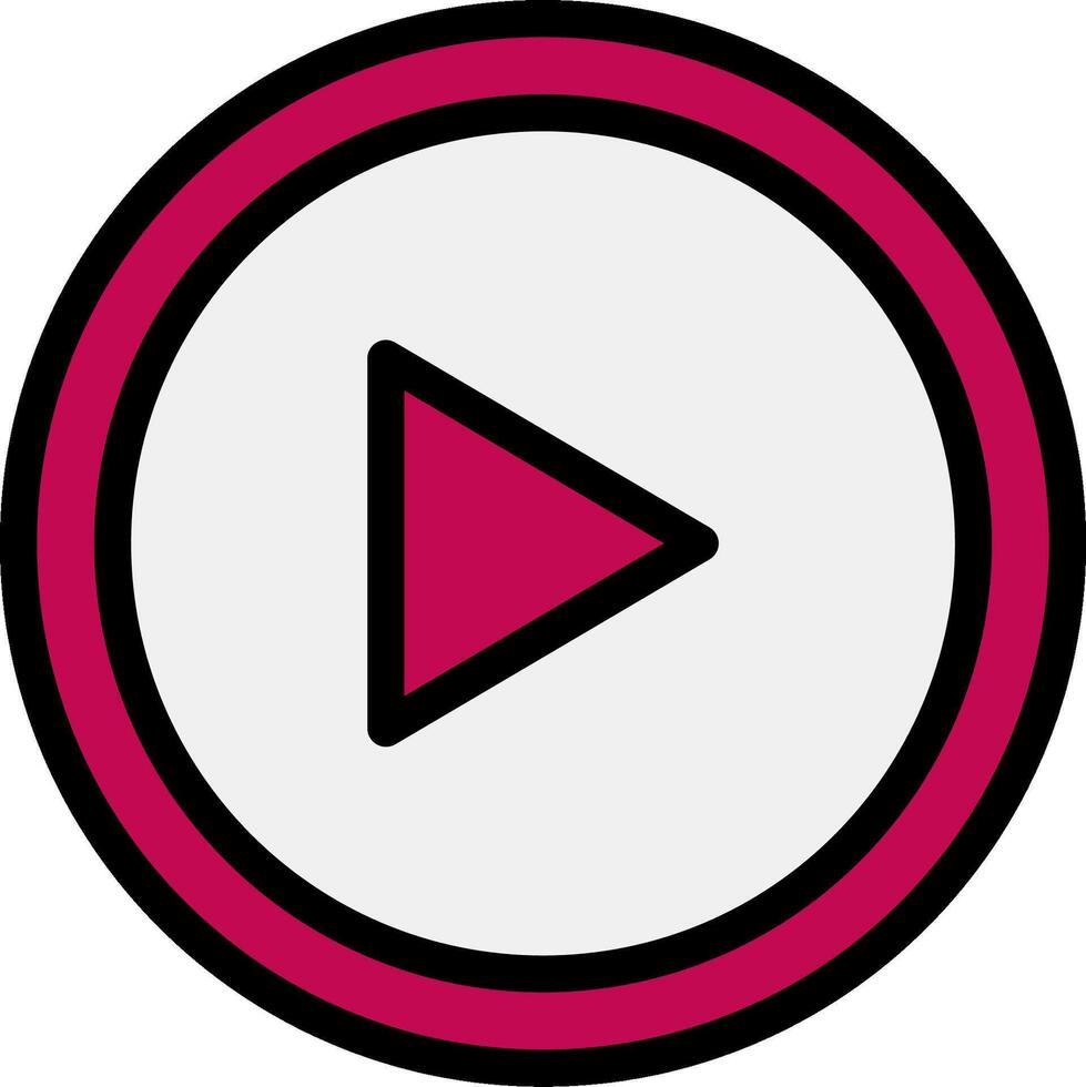 A pink and black play button in a circle vector