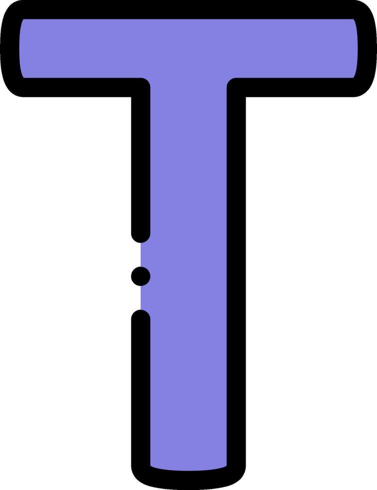 A purple letter t with a black outline vector
