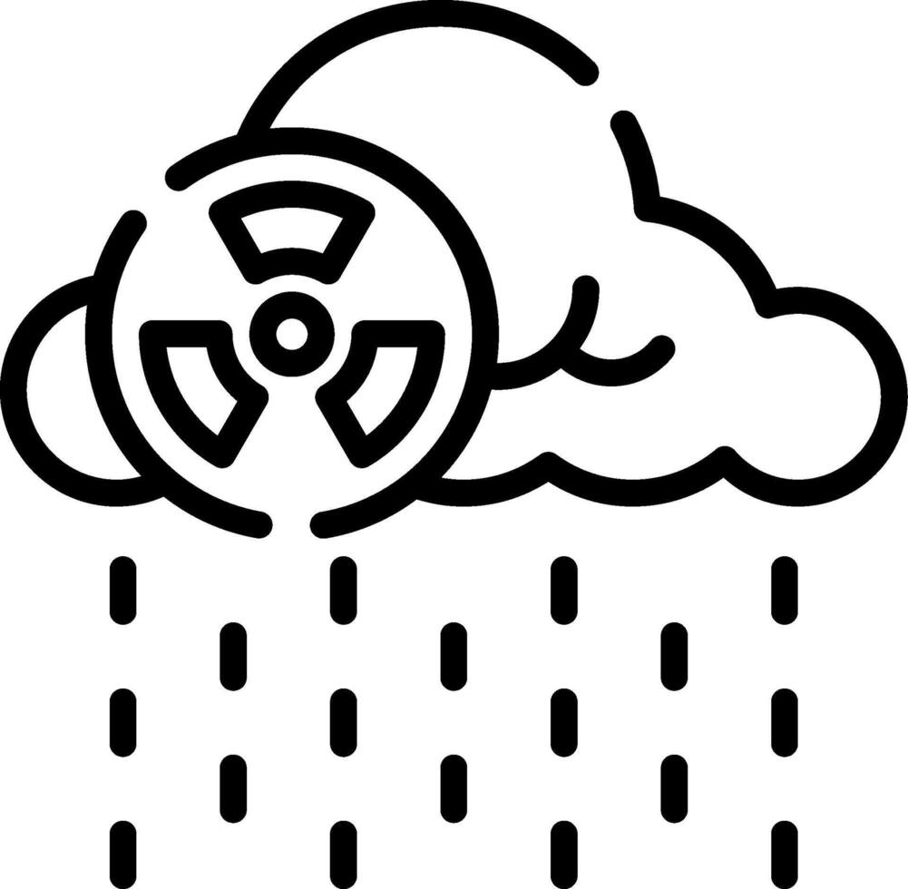 A black and white image of a cloud with rain and a nuclear reactor vector