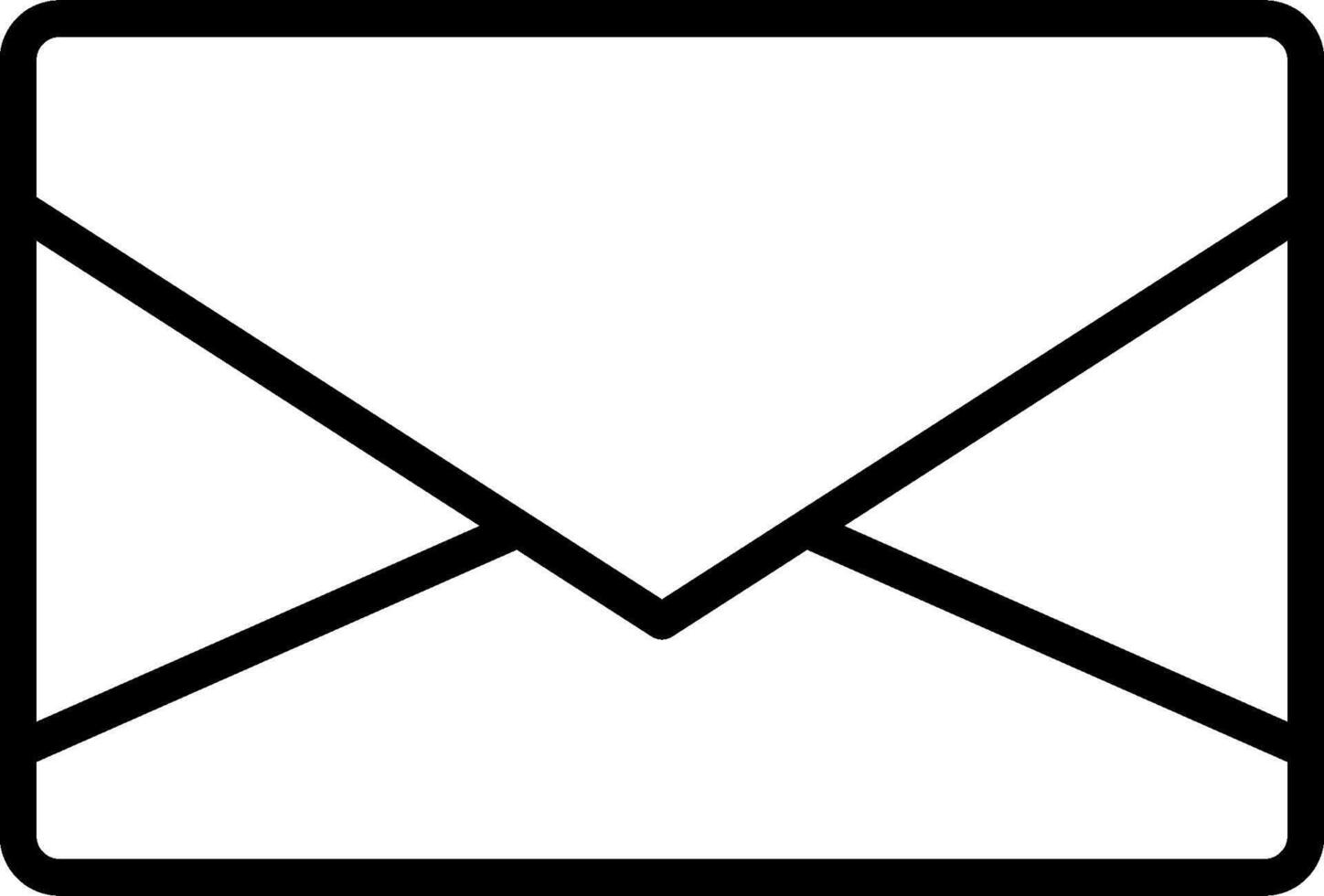 An envelope icon with a black outline vector
