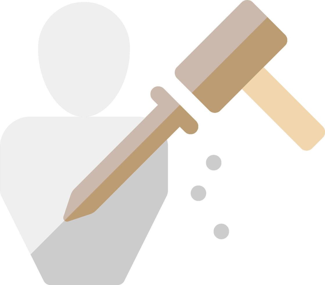 A hammer is hitting a person's head vector