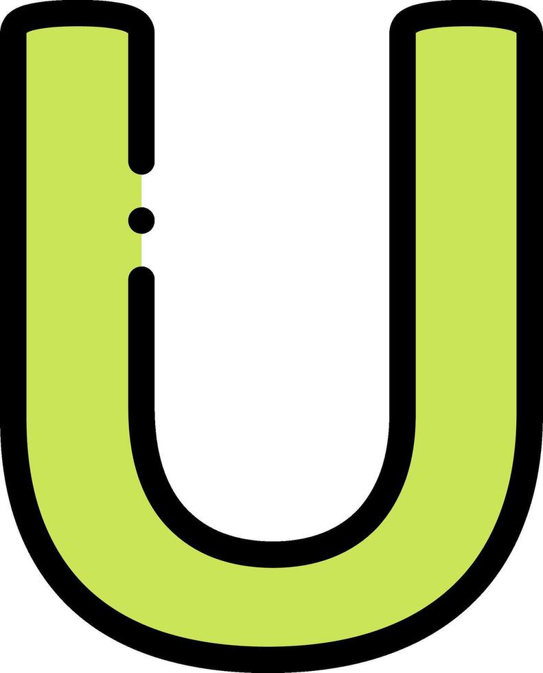 The letter u is shown in green and black vector