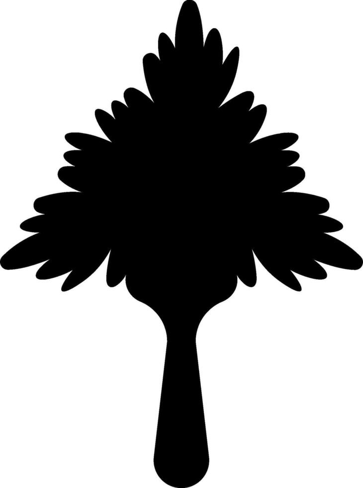 A black silhouette of a tree with leaves vector