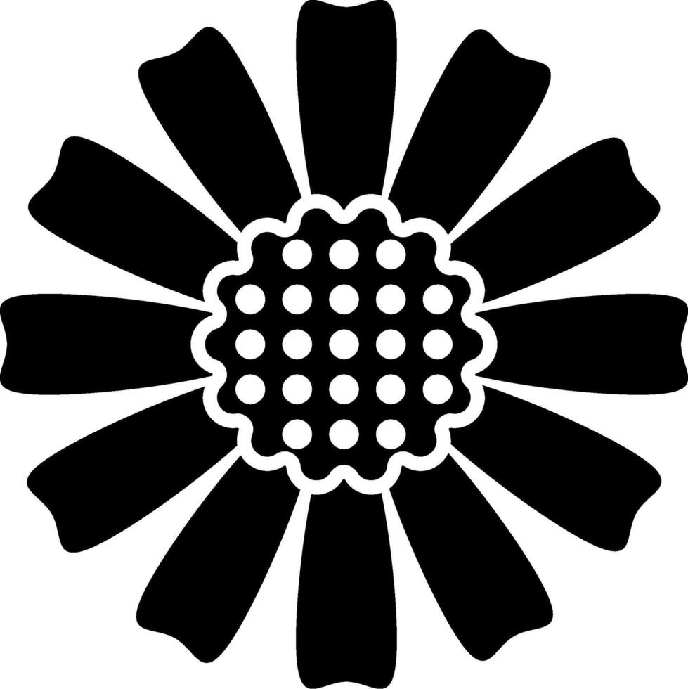 A black and white flower with dots on it vector