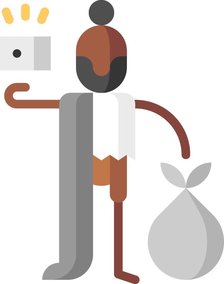 A man holding a camera and a bag vector