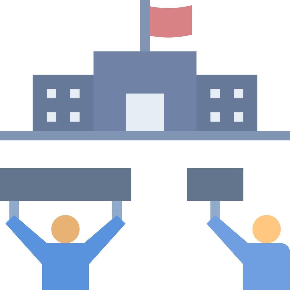 Illustration of people holding signs in front of a building vector
