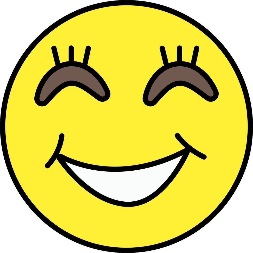 A smiling yellow emoticion with eyes and eyebrows vector