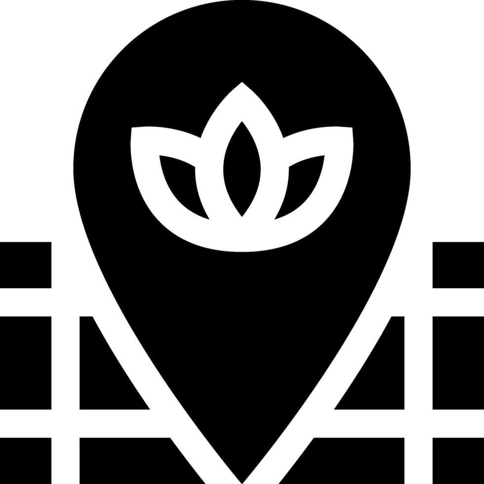 A black and white map pin with a flower on it vector