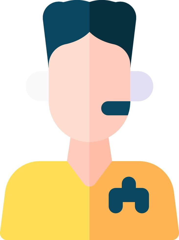 A person with a headset on their head vector