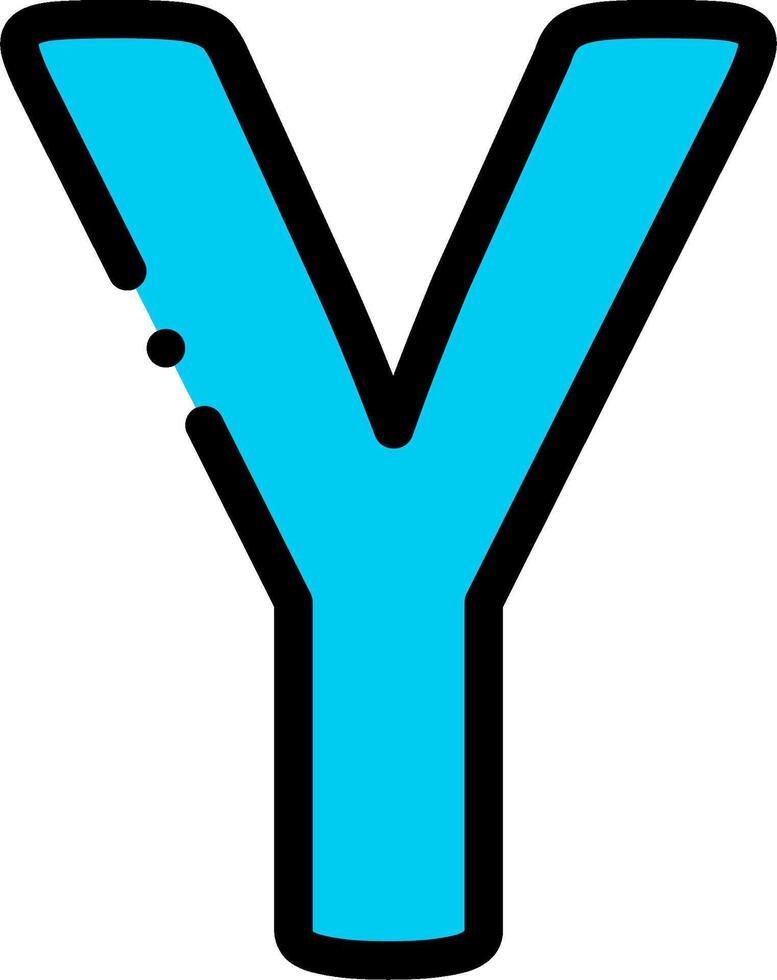 The letter y in blue with a black outline vector