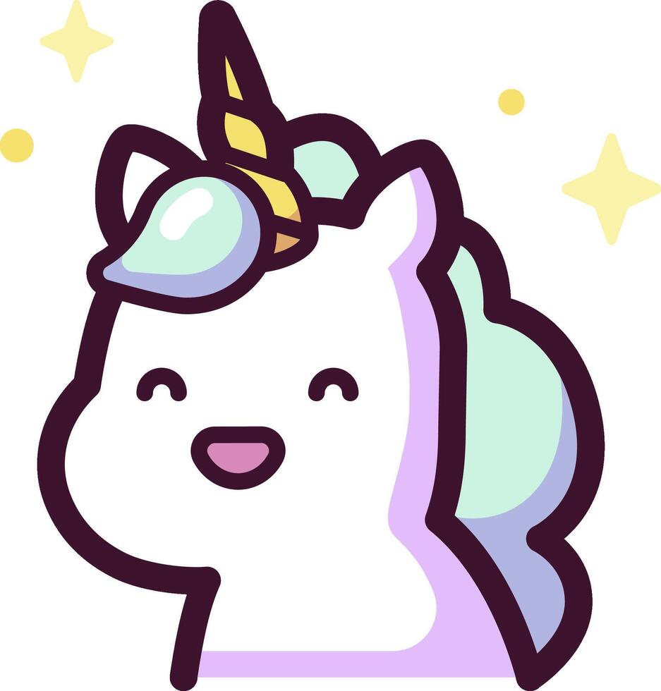 A cartoon unicorn with a white mane and blue eyes vector