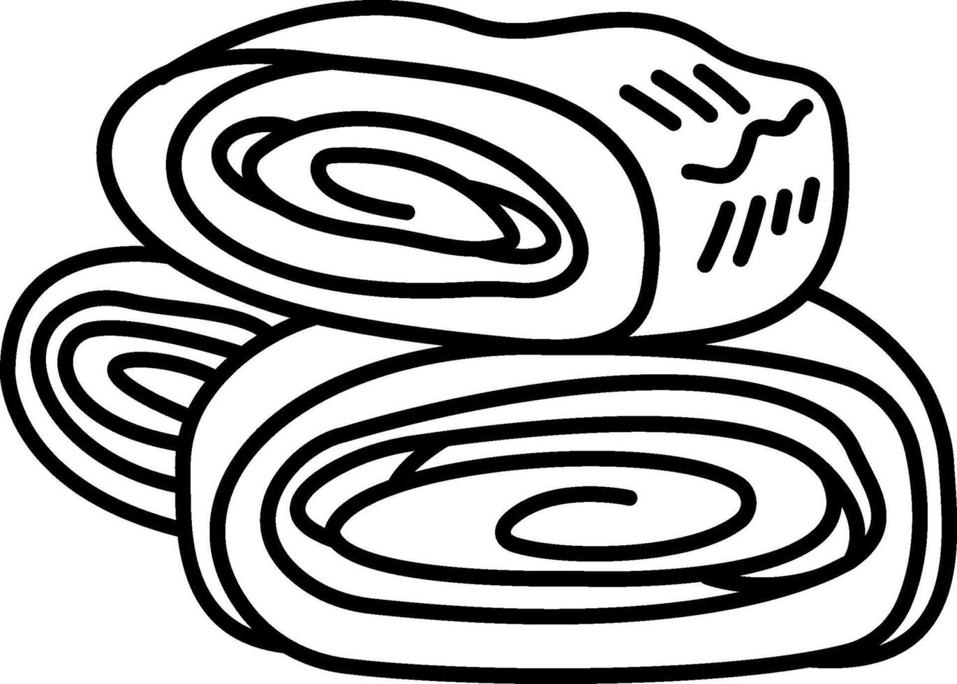 A black and white drawing of a roll of bread vector