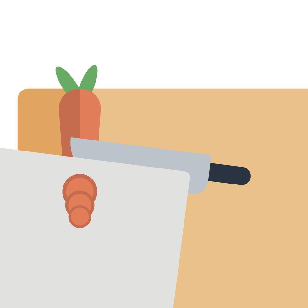 A carrot and knife on a cutting board vector