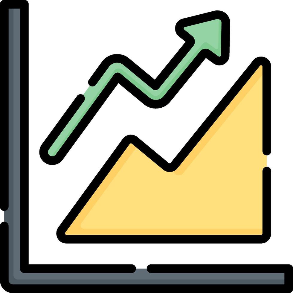 A graph chart with an arrow going up vector