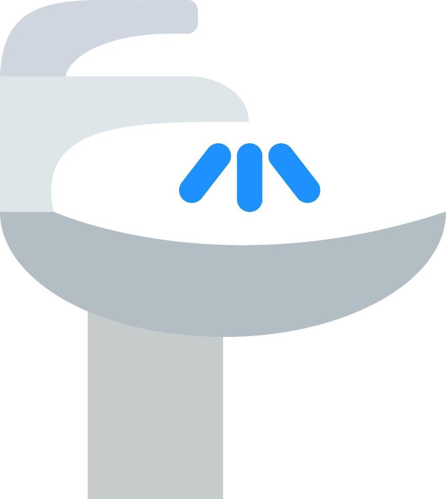 A bathroom sink with a blue arrow pointing to the faucet vector