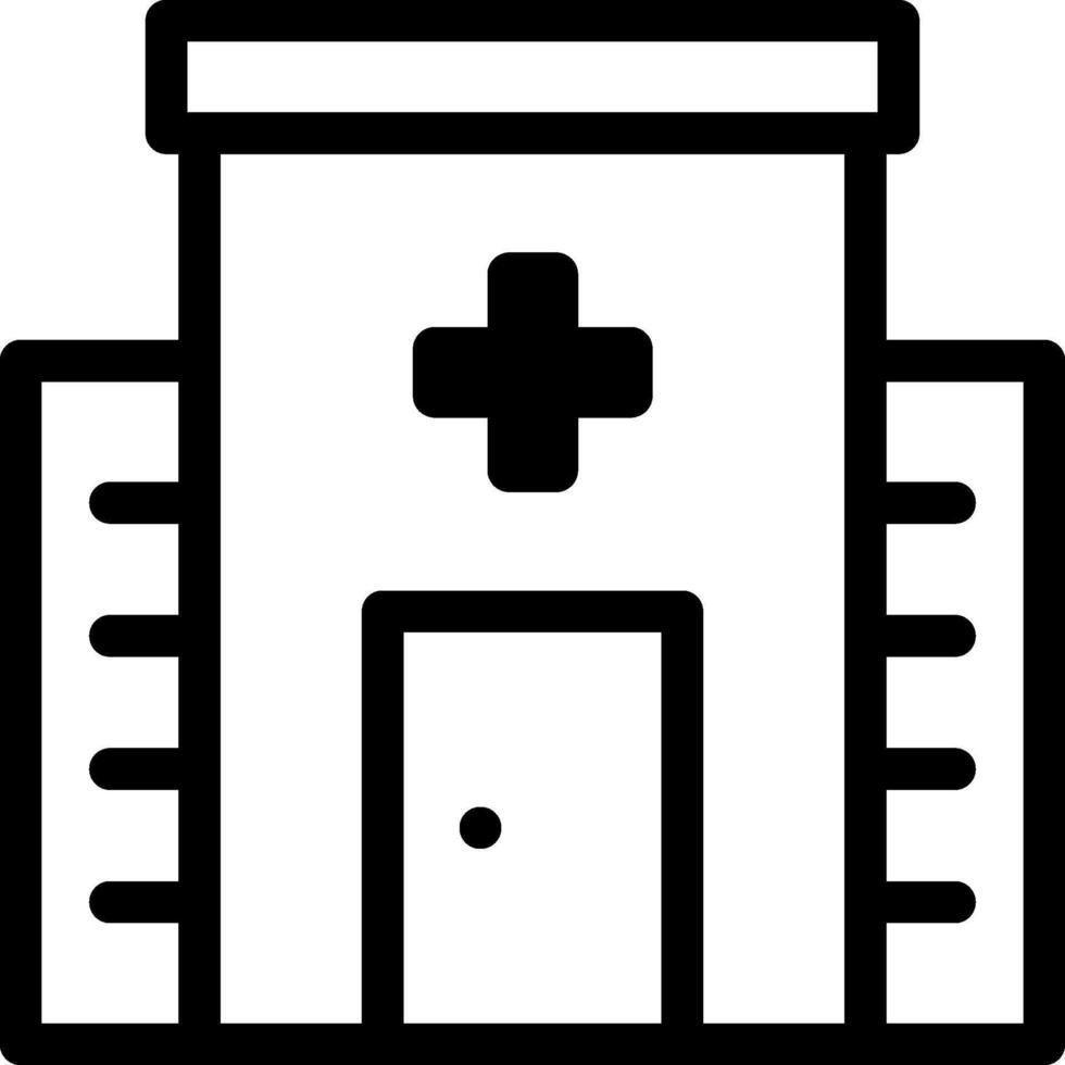 A black and white image of a hospital building vector
