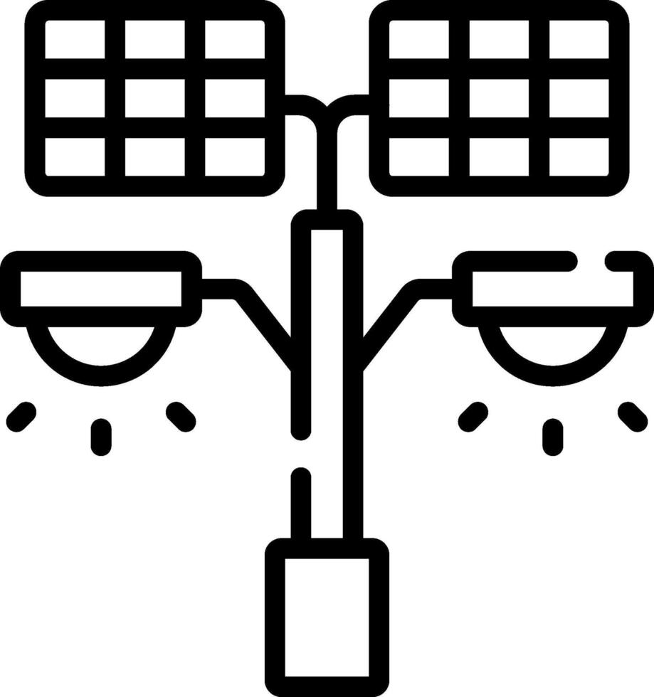 A solar powered light post with two lights vector