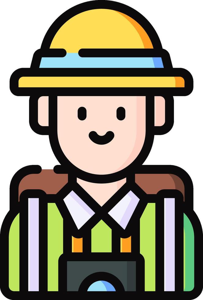A cartoon man wearing a hat and holding a camera vector