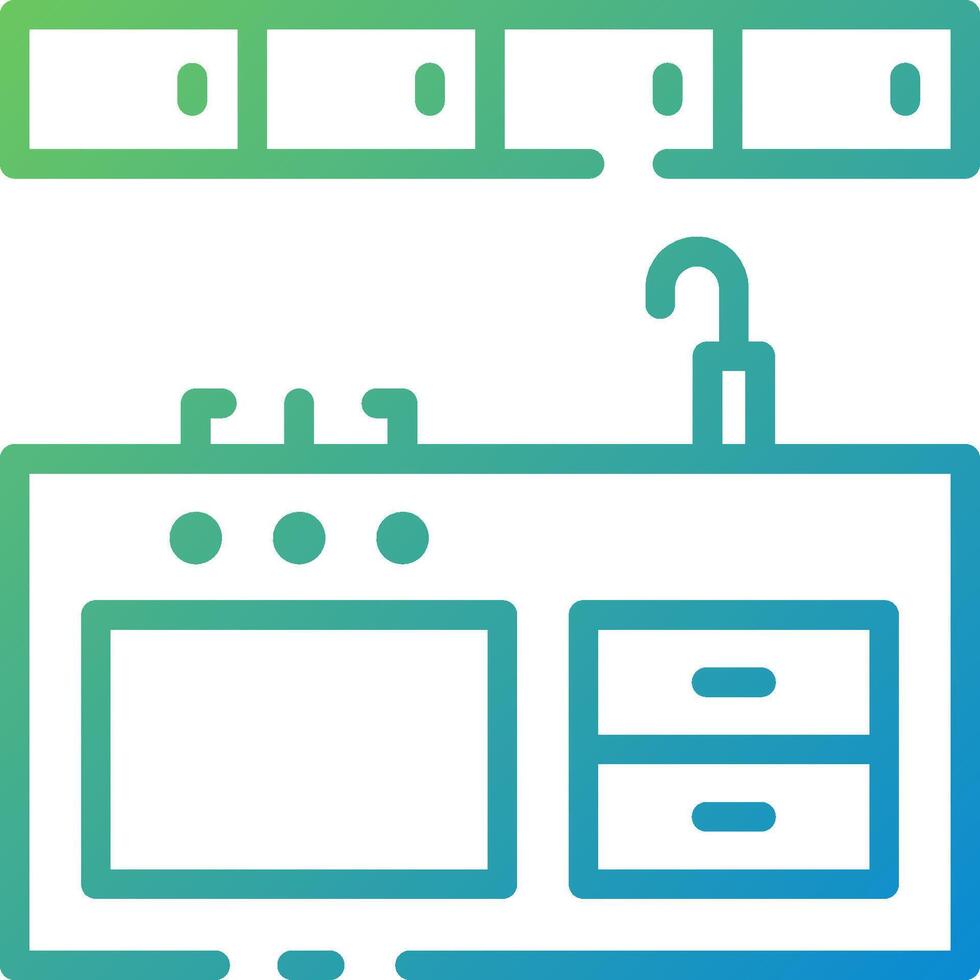 A kitchen with a sink and stove vector