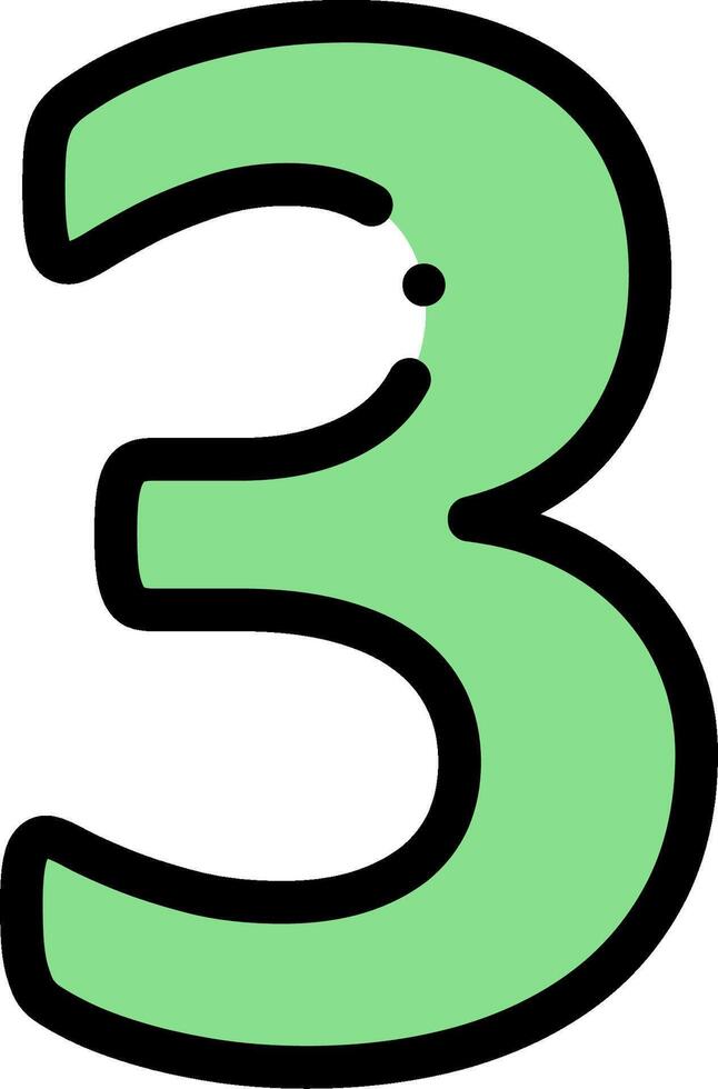 A green number three with a dot in the middle vector