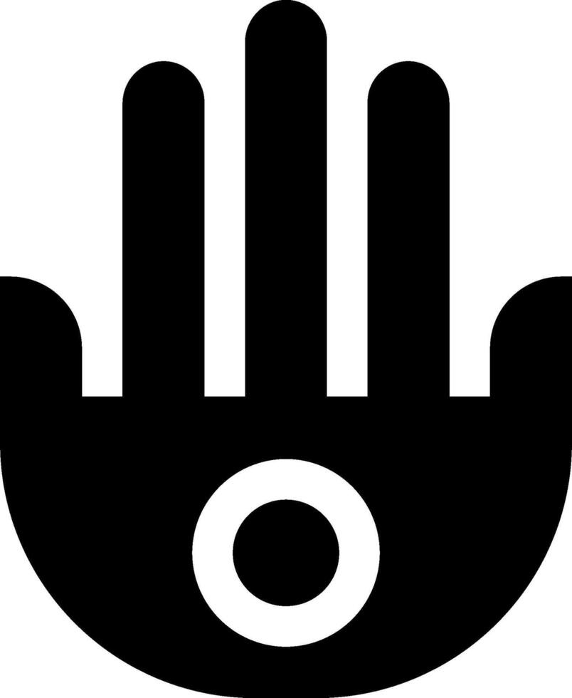 A black and white hand with a circle in the middle vector
