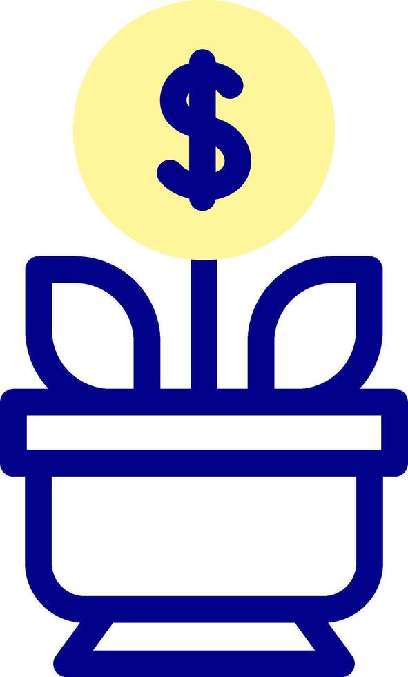 A dollar sign in a pot with a plant vector