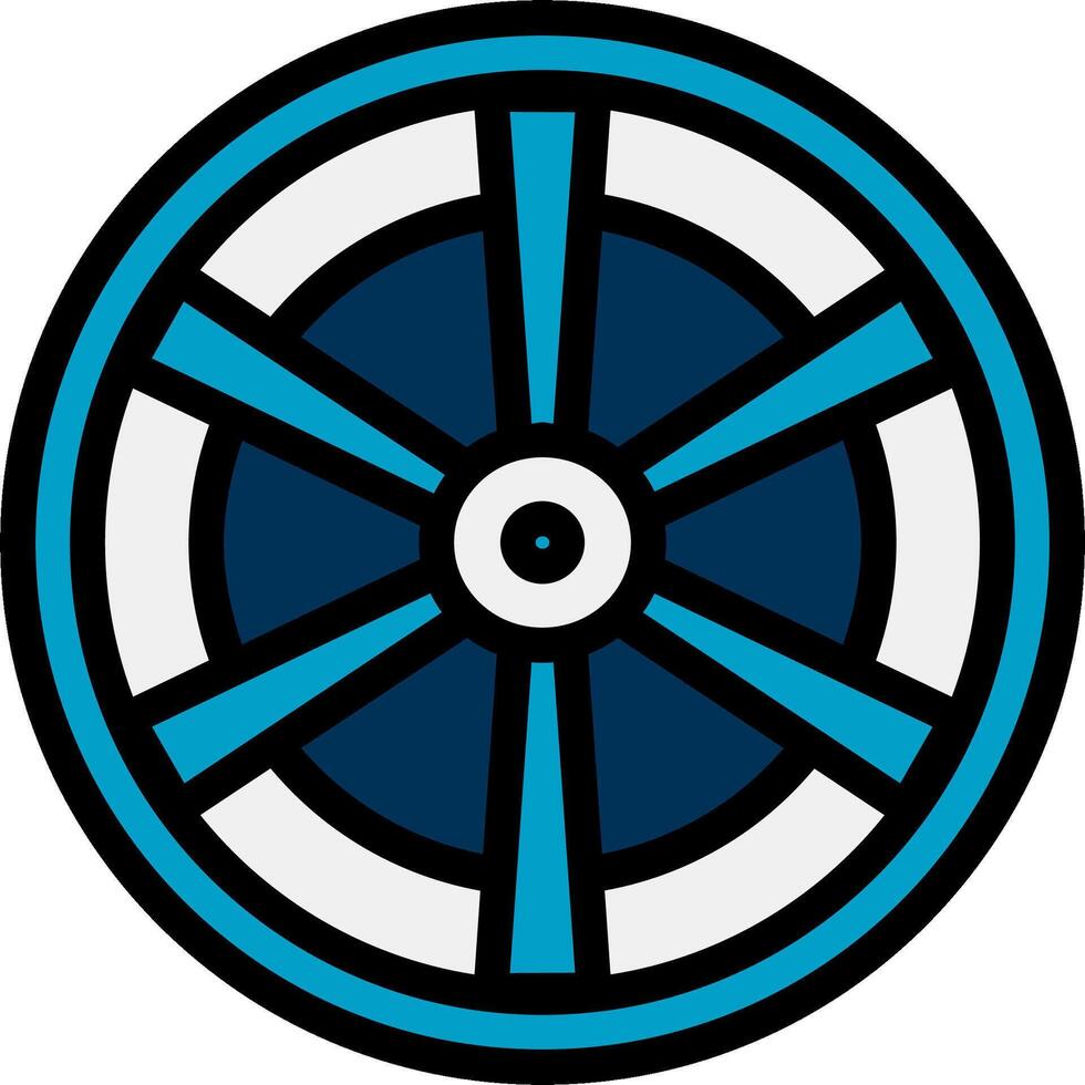 A blue and white wheel with spokes vector