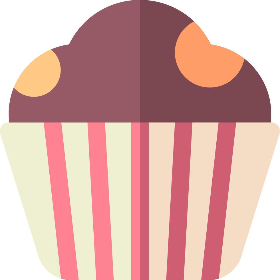 A cupcake with a pink and orange stripe vector