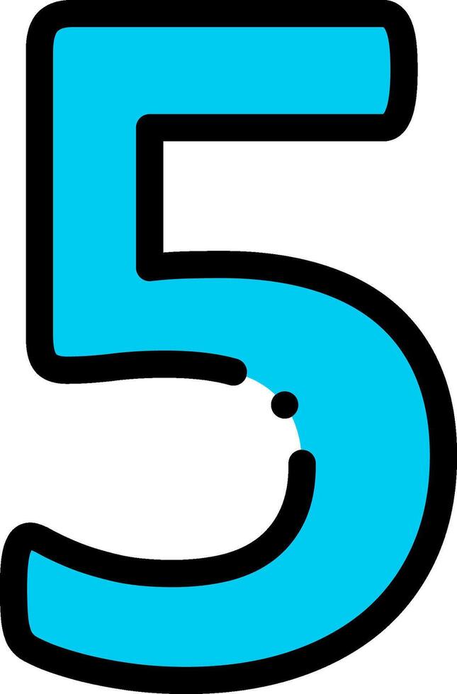 A blue number five with a black outline vector