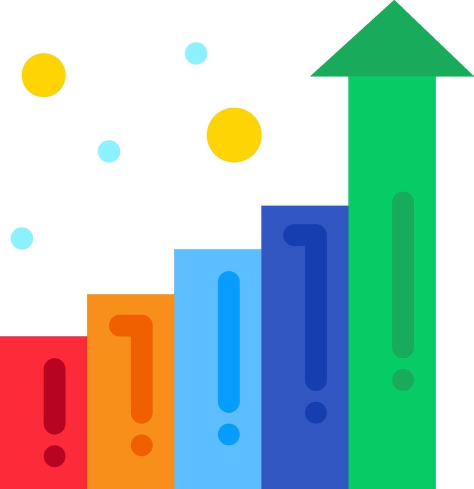 A colorful bar chart with a question mark on it vector