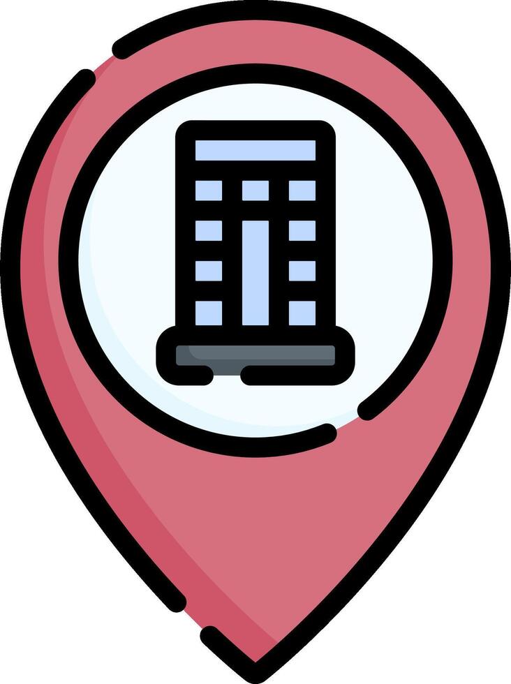 A map pin with a building icon vector