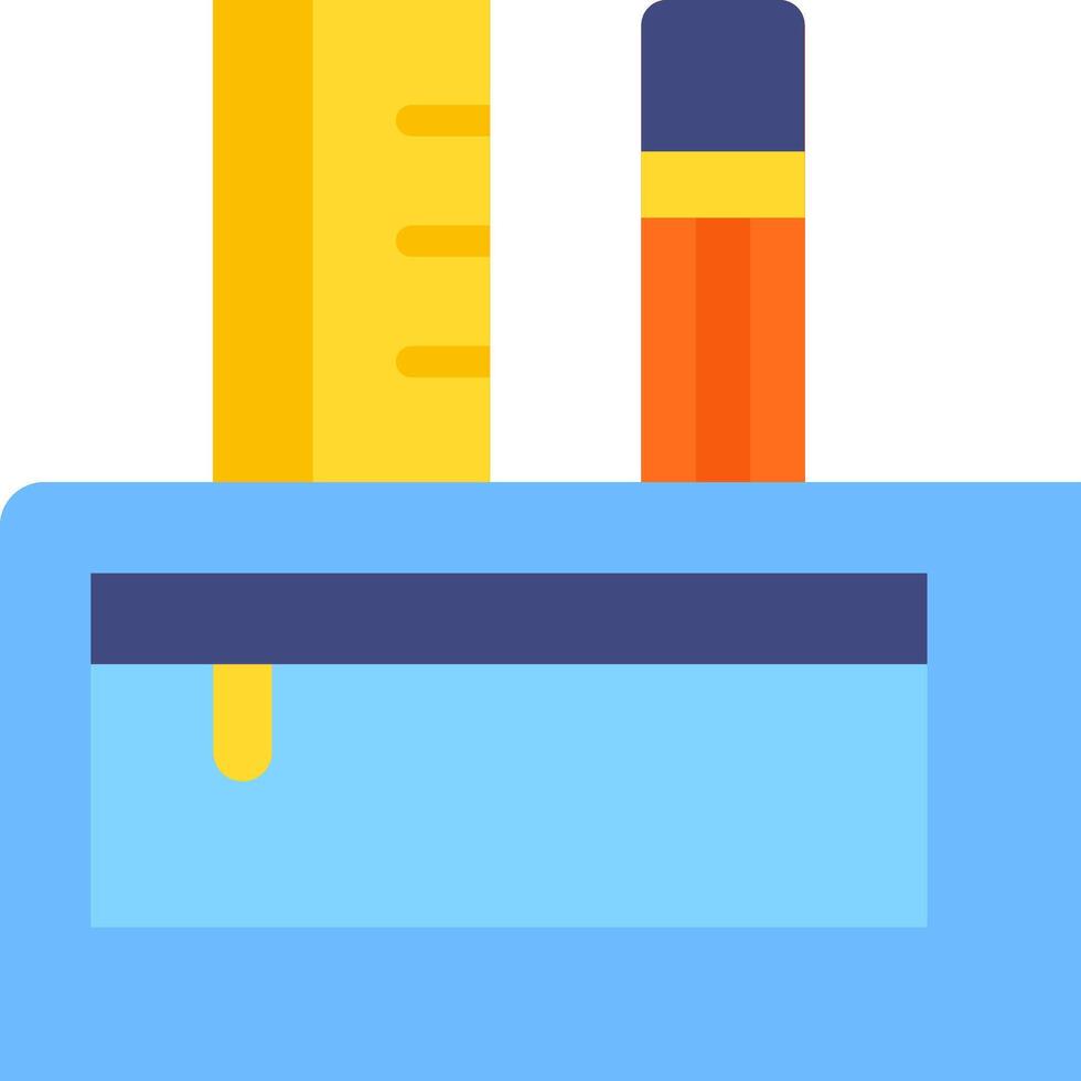 A pencil and ruler in a blue case vector