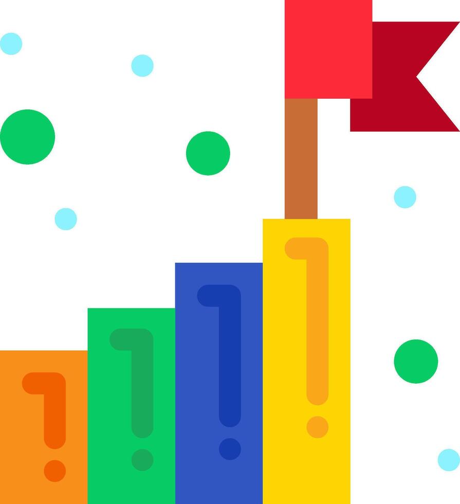 A colorful bar chart with a flag and question mark vector