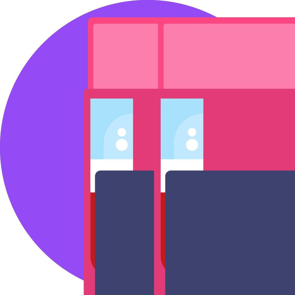 A pink and purple suitcase with two doors vector