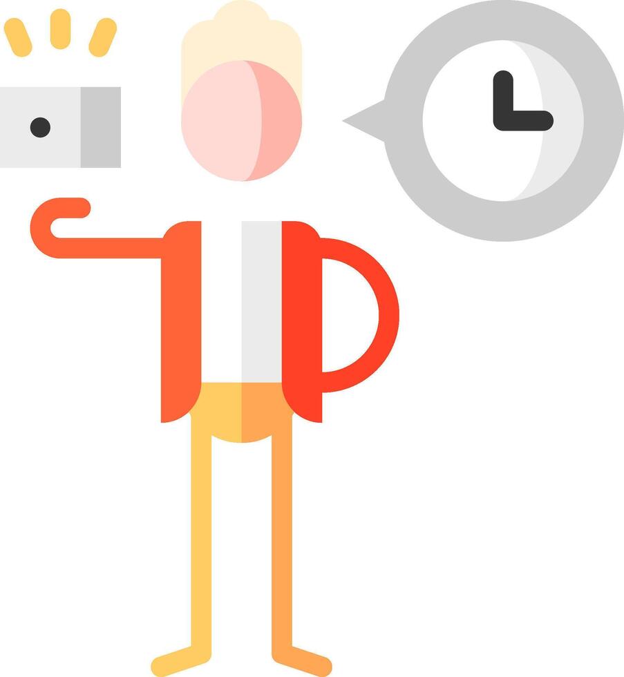 A man holding a camera and a clock vector