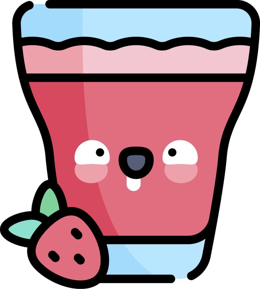 A strawberry smoothie with a cute face vector