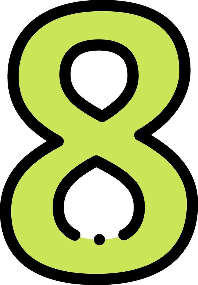 A green number eight with a black dot in the middle vector