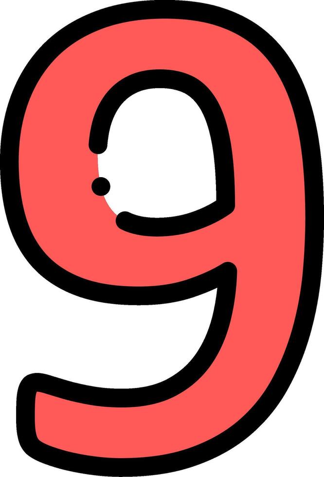 A red number 9 with a black dot in the middle vector