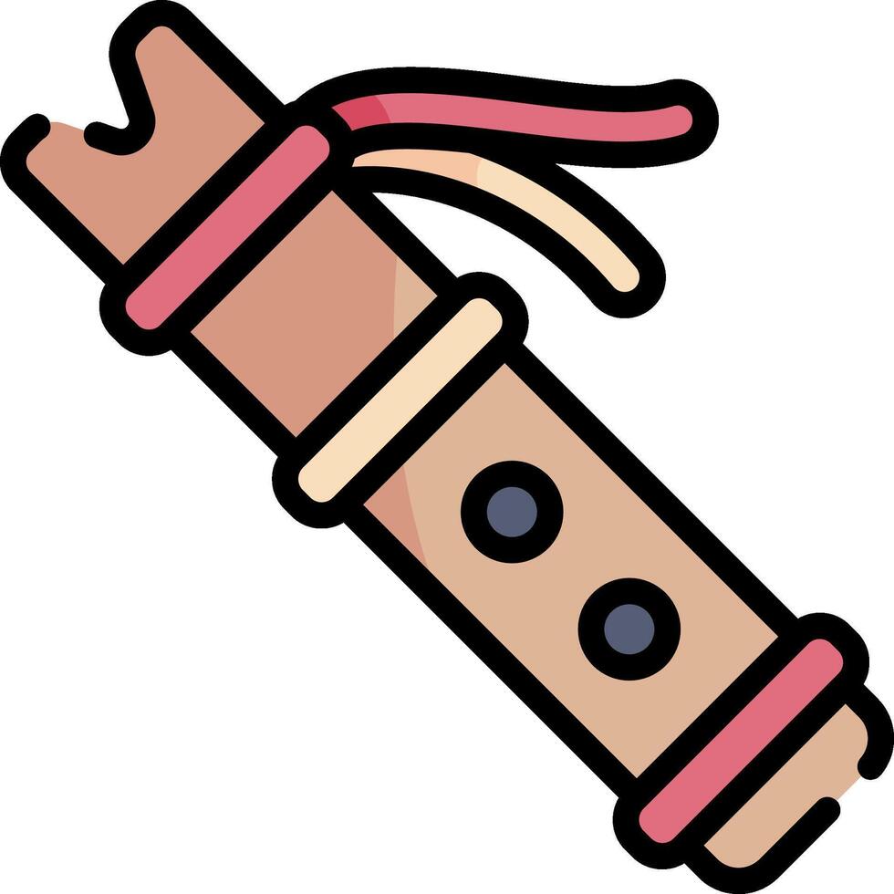 A wooden flute with a pink cord vector