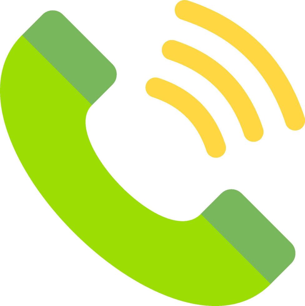 A green phone with a yellow ring vector