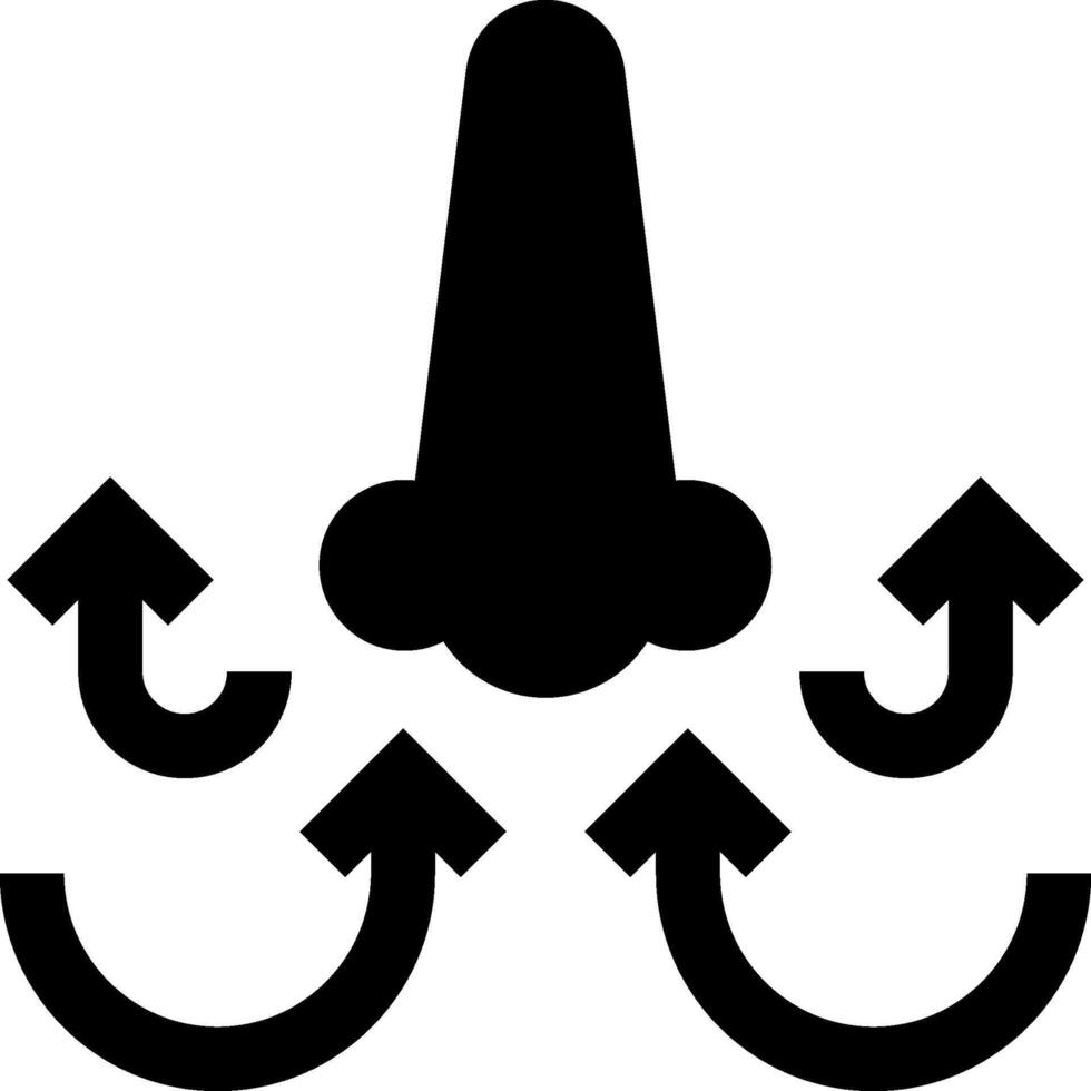 A black and white image of a man with a nose and three arrows vector